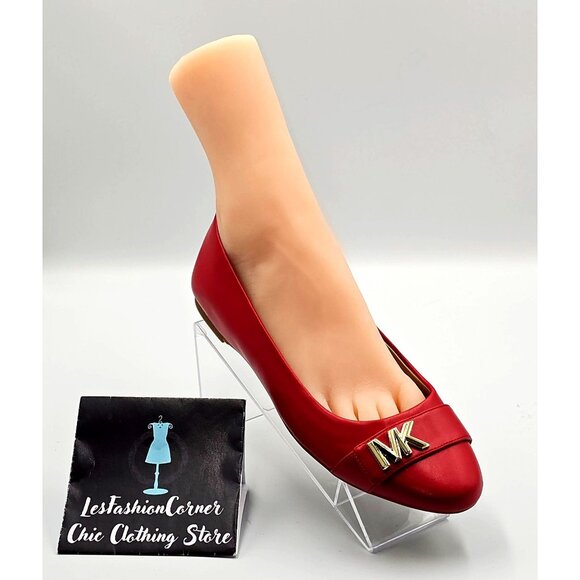 NWOB Michael Kors Women's Crimson  Jilly Gold MK Accent Ballet Flats Size 9 2303 - Picture 13 of 16